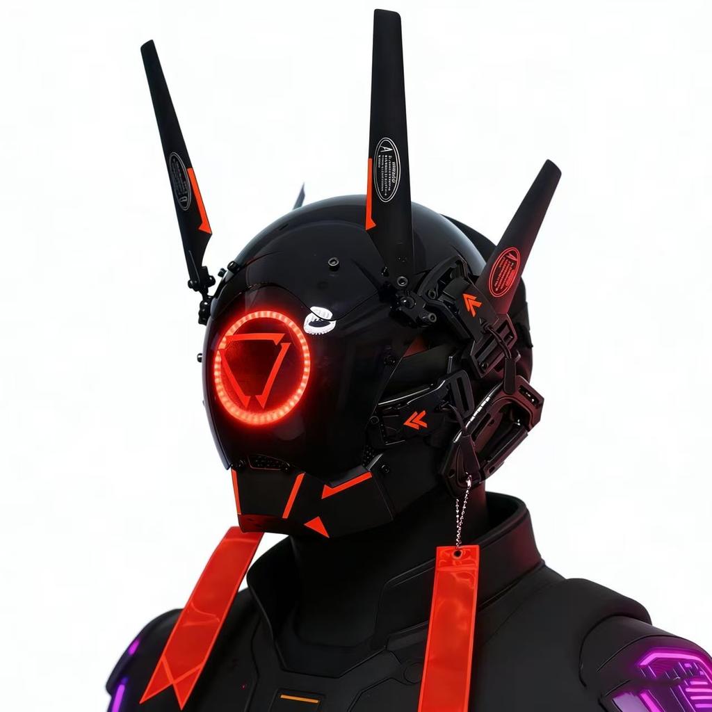 Cyberpunk Commander COS Helmet, Mechanical Armor, Technological Bar Gathering led Mask, Robot Mask