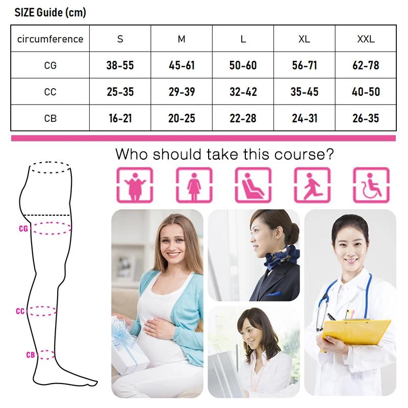 Extra-large pressure compression pantyhose, 20-30 mmHg, above-knee length, support stockings, pressure tight pants