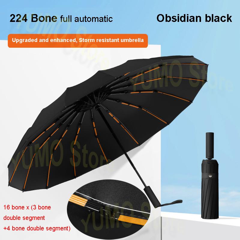

Супер ветрозащитный зонт 224 Bones, большой размер, с черным покрытием, солнечные и дождливые зонты, полностью автоматическая защита от ультрафиолета, женский солнцезащитный козырек чёрный