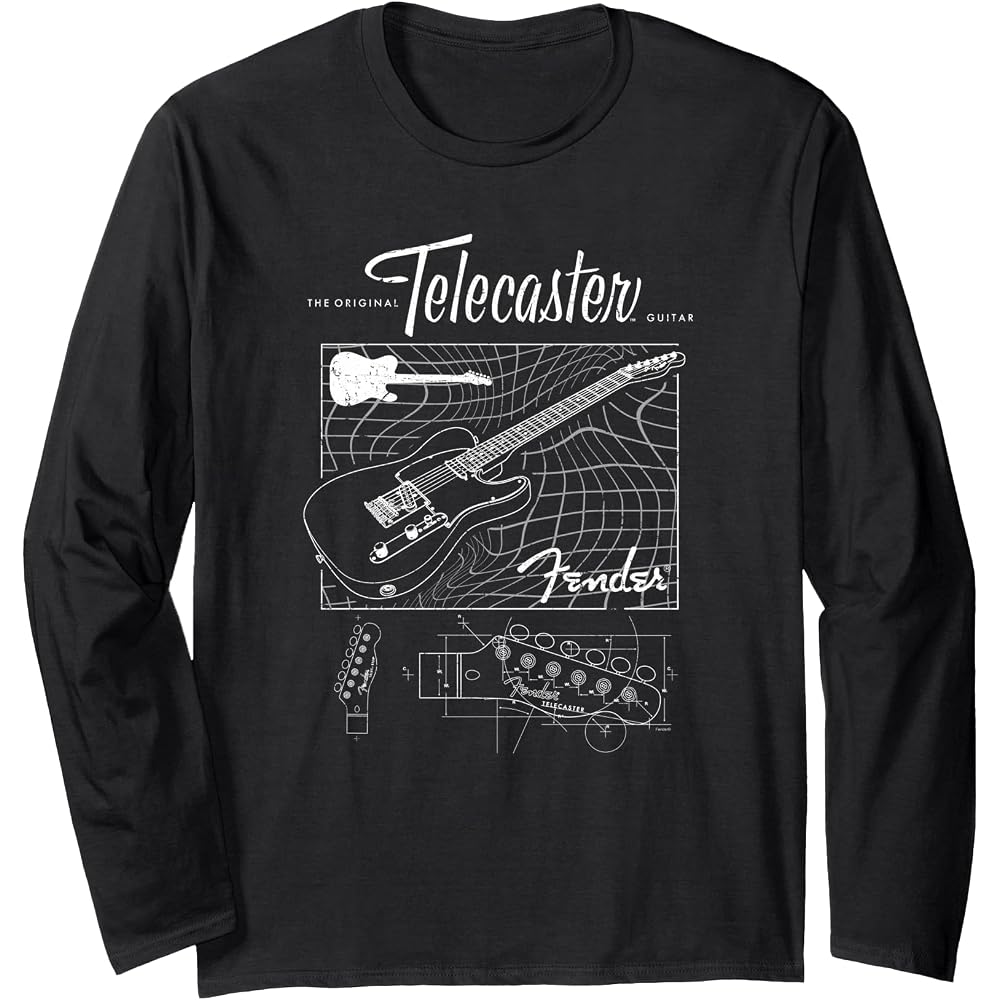 Fender The Original Telecaster Guitar Schematic Poster Long Sleeve Tee