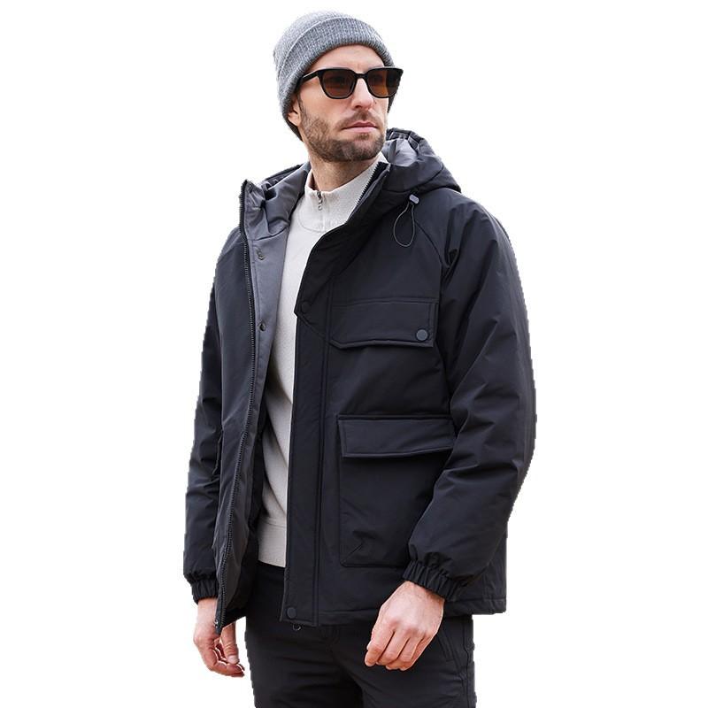 Down jacket men's winter new fashion big pocket hood cold protection thickened warm fashion trend jacket men's clothing