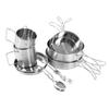 12 Pcs Camping Cookware Set Folding Handle 304 Stainless Steel Portable Picnic Cooking Pot Cup Set