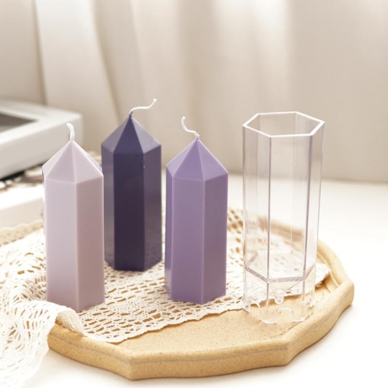 Clear Acrylics Candle Molds Hexagonal Column Candle Making Mould for Church Candlelight Christmas Wedding Decoration
