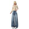 Spring Summer Vintage Blue Ripped Relaxed Straight Wide Leg Trendy Denim Pants Ladies Casual Pants Oversize Denim Trousers