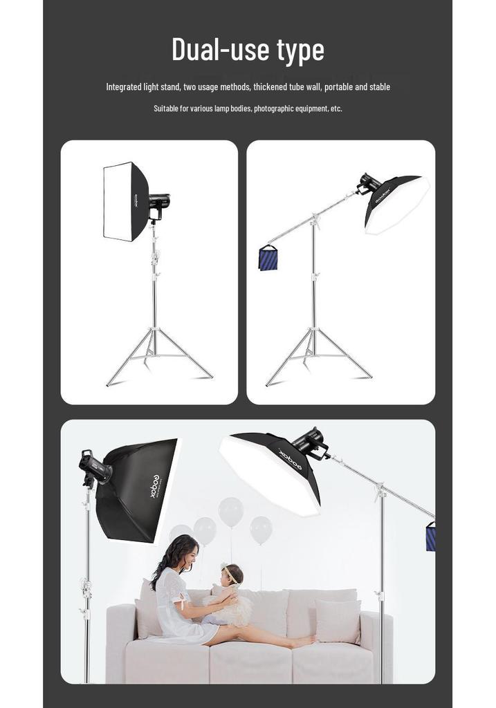 Stainless Steel Dual-Use Tripod for LED Fill Light and Flash, Outdoor/Studio Photography Stand