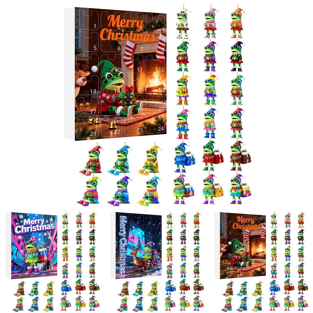 Christmas Countdown Calendar With Frog Acrylic Hanging Decorations For Holiday Room Decor
