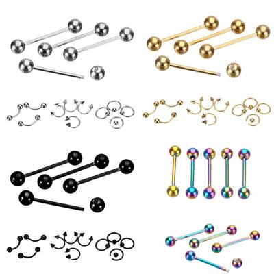 9 Stück Mixed Style Lip Nippel Tongue Bar Barbell Ring Labret Body Piercing Jewelry