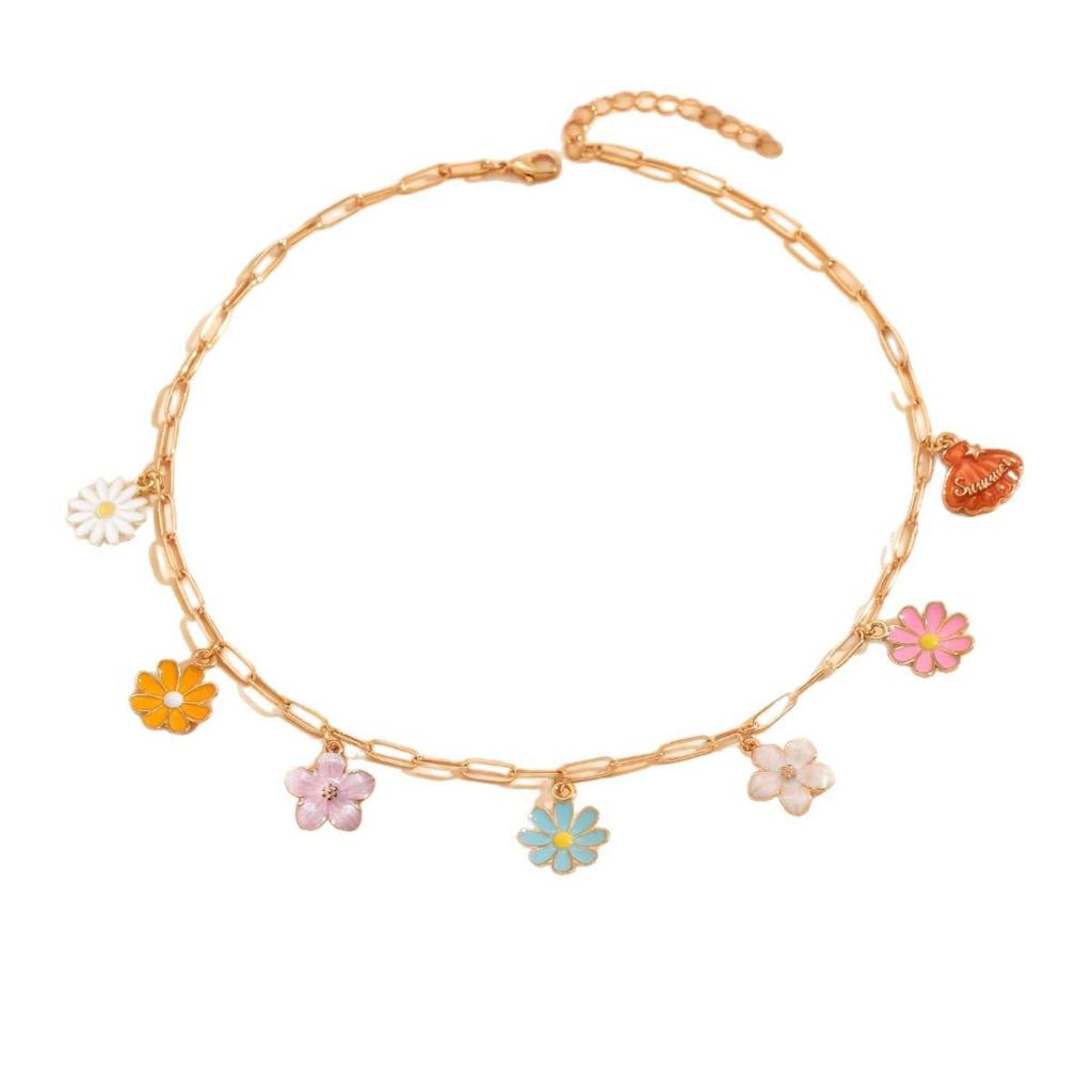 Europejsko-amerykański naszyjnik na obojczyk z kwiatem stokrotki w stylu boho dla kobiet – uniwersalny, modny choker