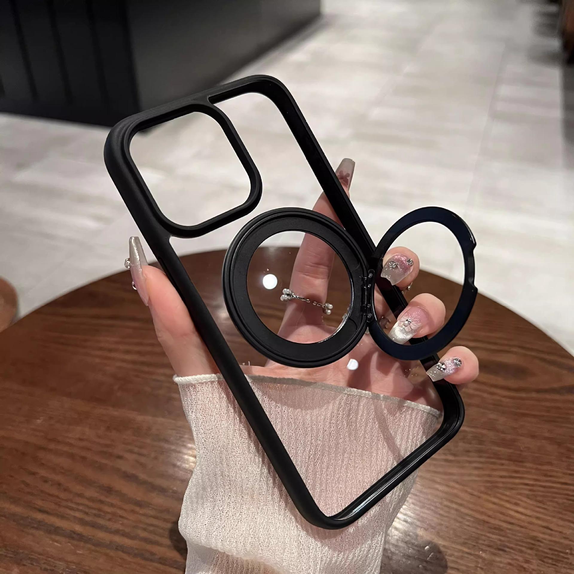 

360° Rotating Bracket with Magnetic Suction Suitable for IPhone 16pro IPhone Case Simple 17proMax Transparent iPhone17promax