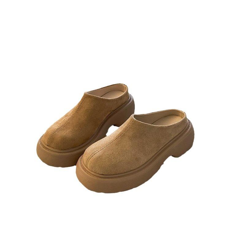 Baotou Half Slippers Thick-soled Women's Outer Wear 2024 New Casual Big Head One-pedal Bread Muffin Lazy Boken Shoes