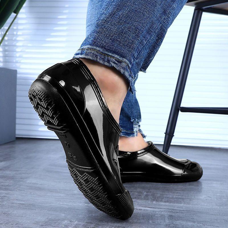 

Bottom rain shoes men s water shoes rain boots sole tube men s fixed fleece waterproof shoes short overshoes water boots ingot 45