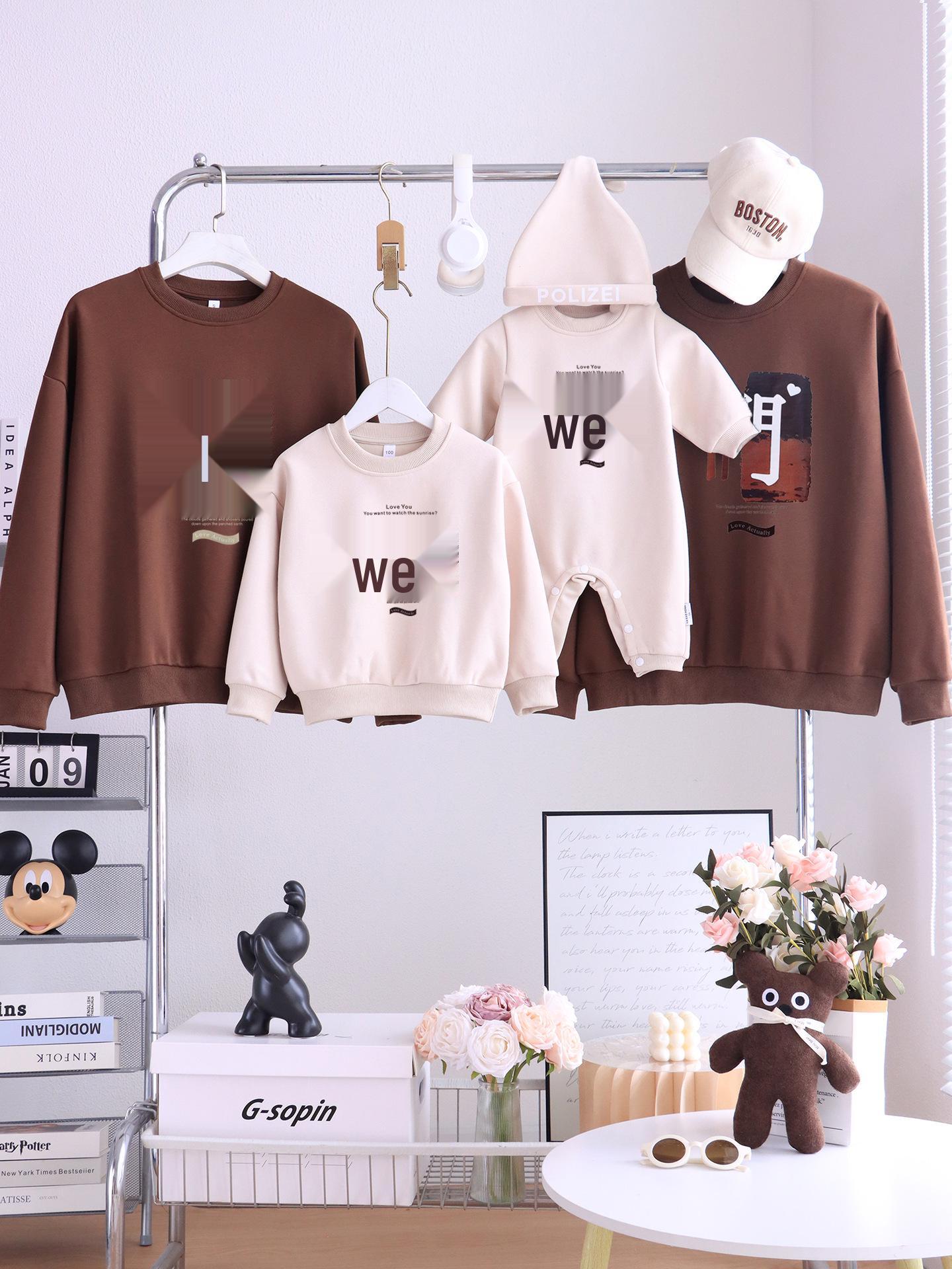 2025 AutumnWinter Velvet Family Sweatshirts High-Quality Matching Outfits for 34 Perfect for Mother-Daughter and Whole Family Wear 140cm 1890₽