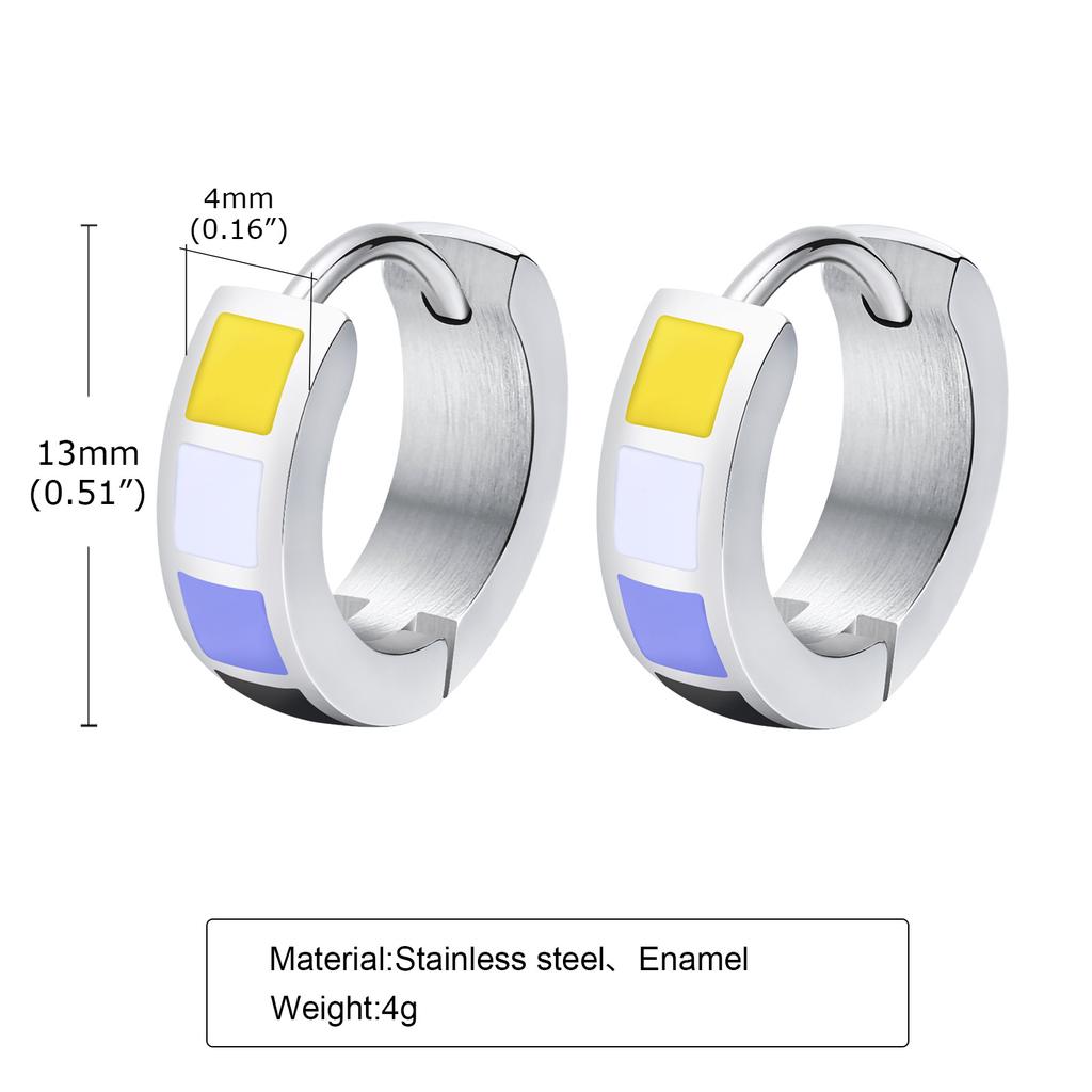 Rainbow Color Hoop Earrings for Men Women,Waterproof Stainless Steel Metal Huggie Earrings,LGBT Jewelry Gift