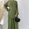 Loriya 2024 Solid Color Casual Lace-Up Dubai Abaya Set (Top & Skirt) LR807