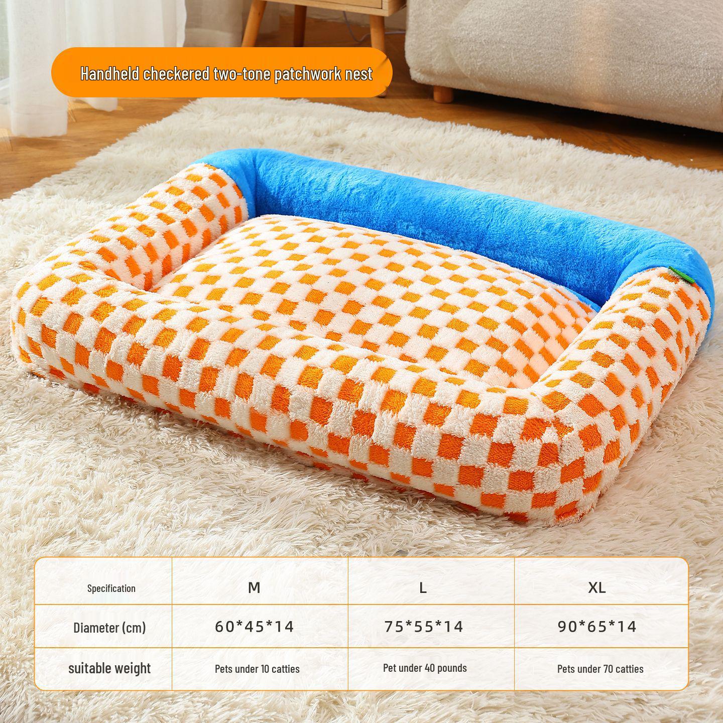 Checkered Cozy Pet Bed: Comfortable Winter Mat for Deep Sleep - Perfect for Cats and Dogs Small
