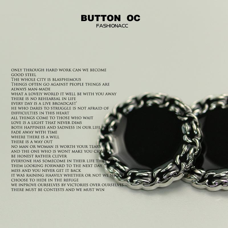 Elegant Wind Metal Chain Edge Metal Button Shirt Jacket Sweater Cardigan Button Coarse Wool Women'S Decorative Button