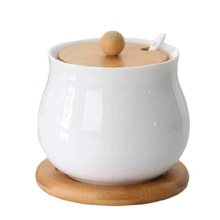 Versatile Kitchen Storage Ceramic Jars Kitchen Ceramic Canisters for Spices with Use Friendly Bamboo Lids