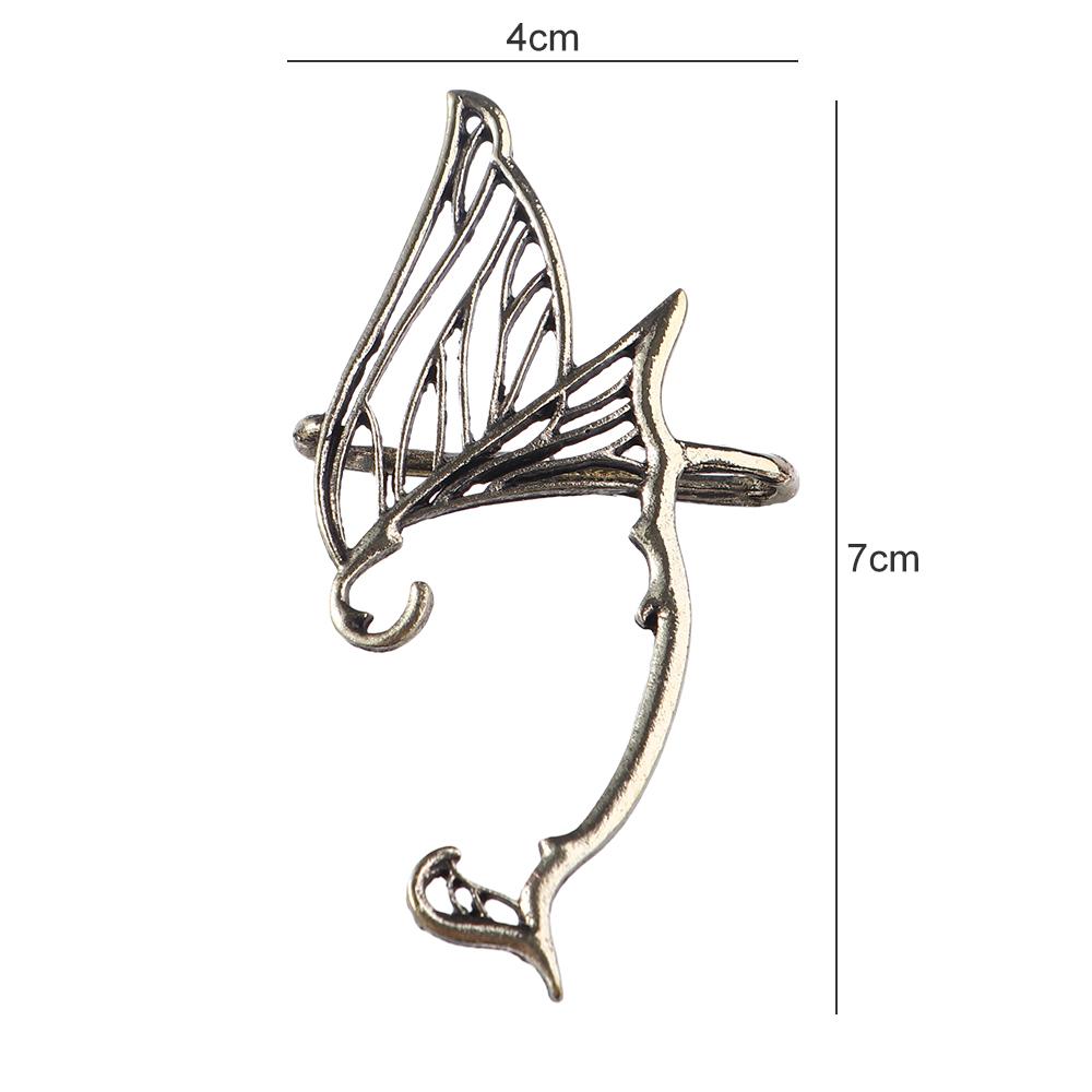 Korean Style Single Side Earrings Antique Gold Color Ear Cuff Retro Elf Ear Clip  Halloween