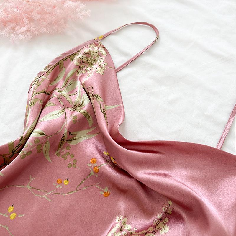 Pyjamas Frühling und Sommer Hosenträger Lange Hosen Anzug Mode Sexy Dünnschliff Simulation Seide Homewear