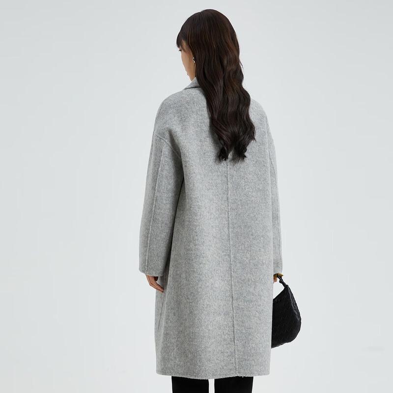 TATU Women's Korean Style Mid-length Double-faced Wool Coat