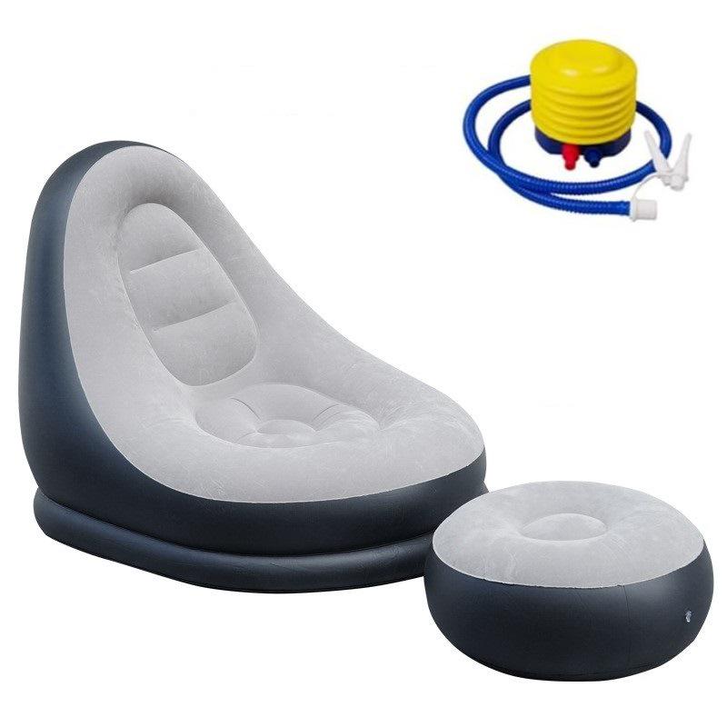 Foldable Inflatable Sofa Chair with Footrest - Portable Outdoor Recliner for Home and Lazy Relaxation