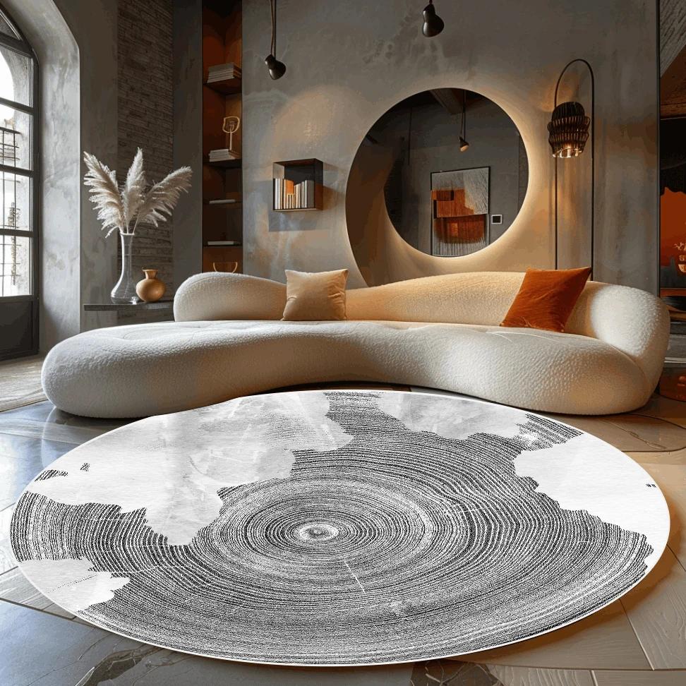 Simple Gradient Round Carpet Living Room Light Luxury Study Room Cloakroom Non-slip Mat Home Bedroom Bedside Fluffy Soft Rug