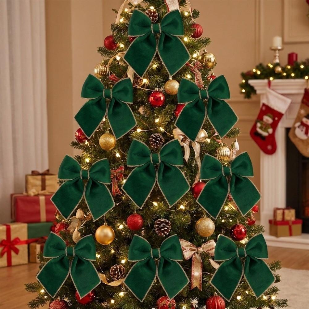 Solid Color Christmas Bow Ornament Velvet Xmas Gift Box Bow Christmas Tree Bows Christmas Decor