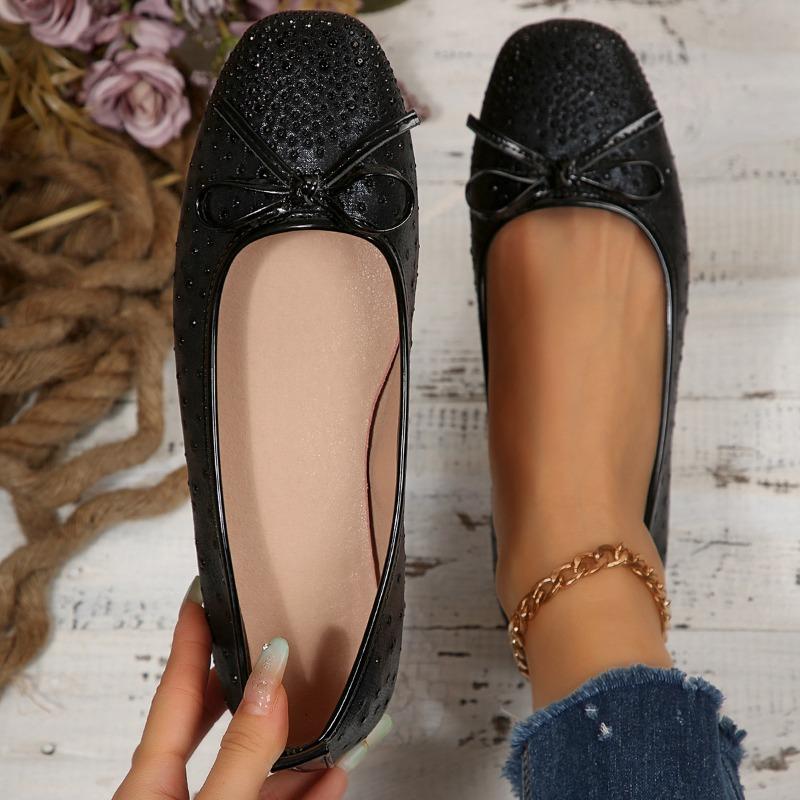 Bow Rhinestone Flat Lazy Shoes 2025 Autumn New Plus-size Pedal Beanie Shoe Woman