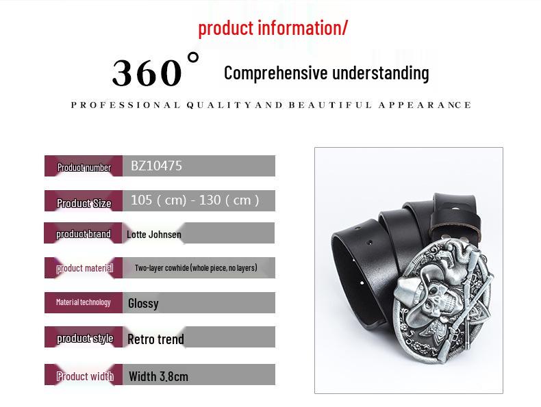 Trendy Men's Retro Cowhide Leather Belt - Genuine Casual Style for Trousers