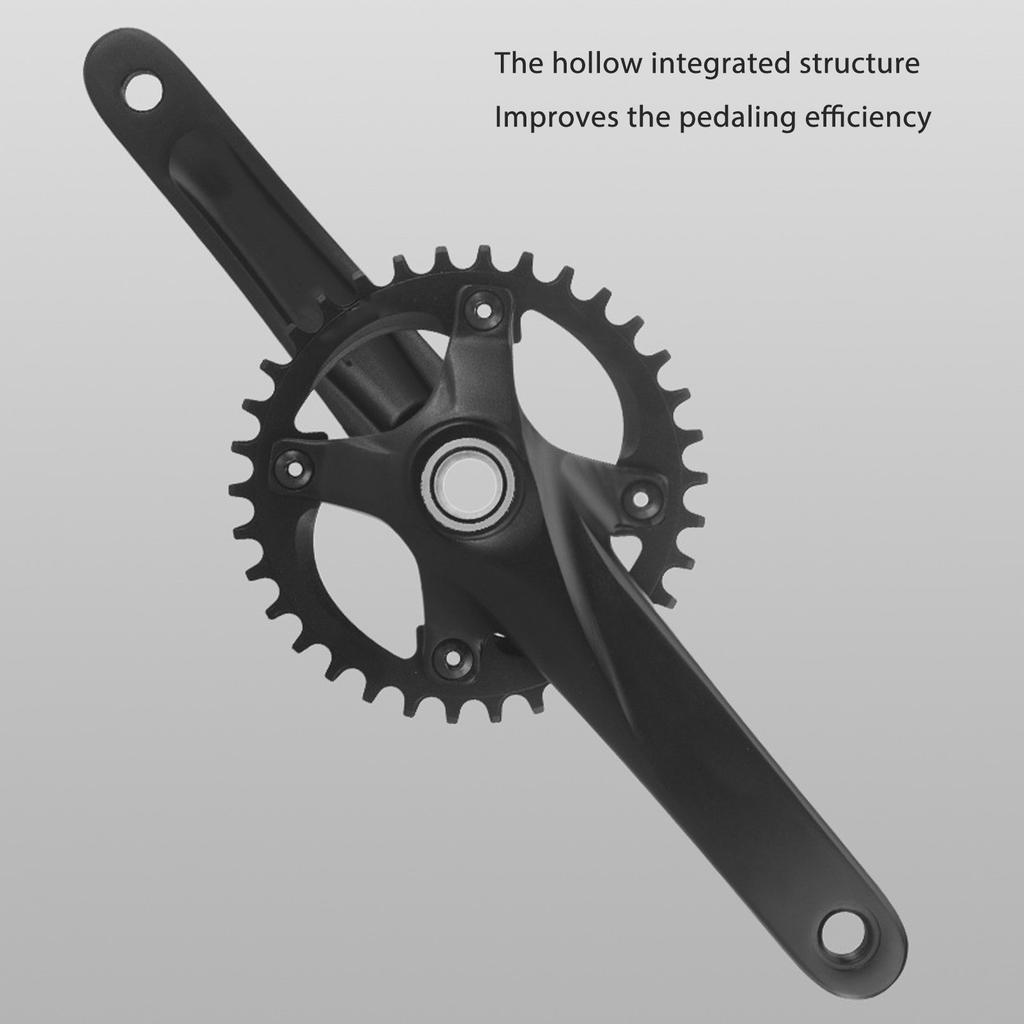 Mountain Bike Crankset Hollow Integrated Aluminum Alloy Lightweight Chainring Fit for Bicycles