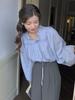 French-style Long-sleeved Shirt For Women, Loose-fitting Design With Tie-ups Top And Retro Lace Trim.