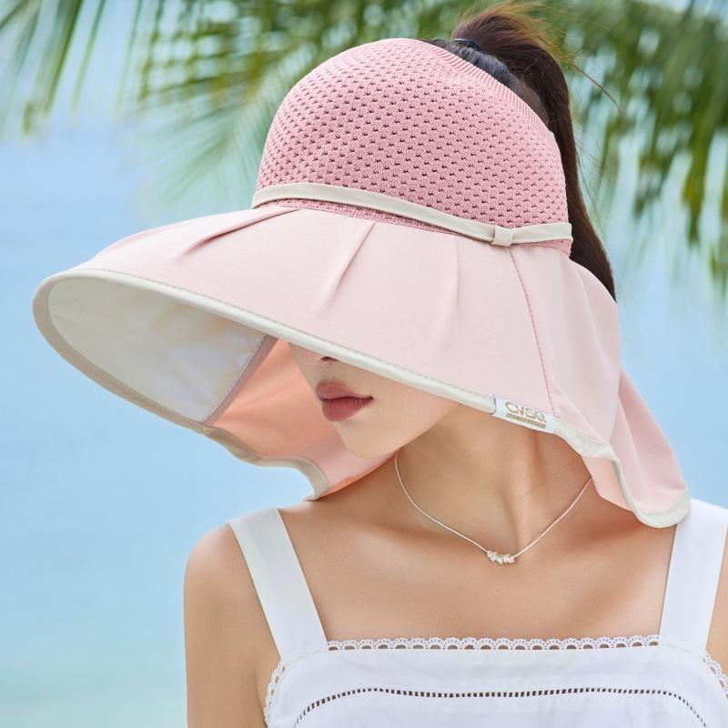 Female Big Brim Half-Empty Top Sunscreen Hat Outdoor Outing Uv Protection Big Brim Sunshade Shawl Bucket Hat