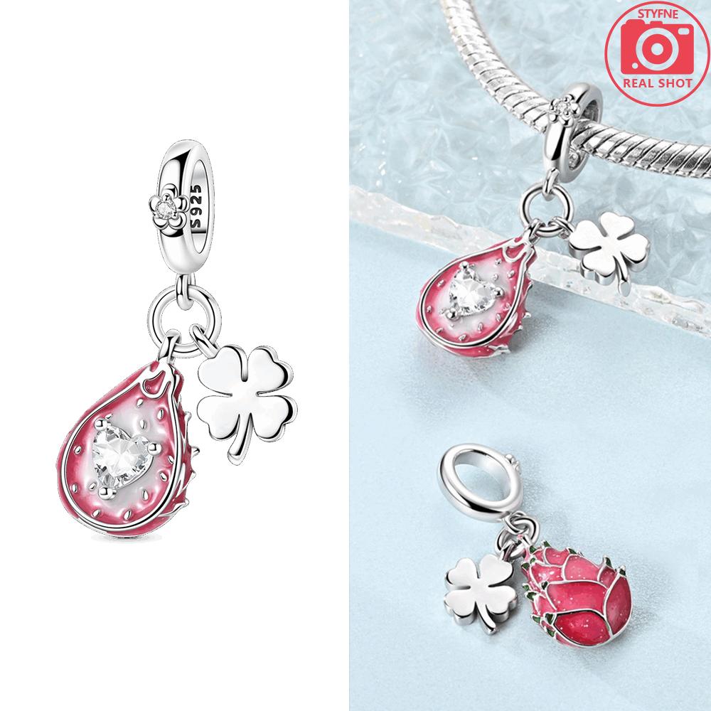 Green Kiwi Strawberry Original Copper Pendant Fruit Series Watermelon Beads Fit Bracelet Women Diy Valentine'S Gift Jewelry