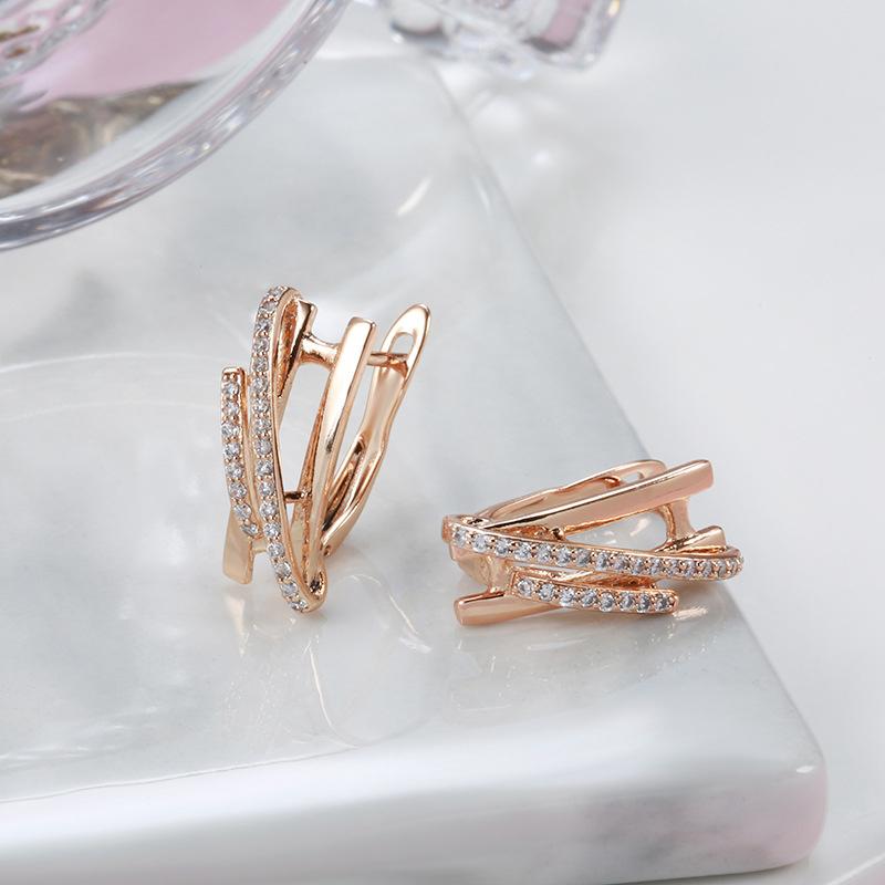 Fashion Innovative Design Natural Zircon Drop Earrings Women  Rose Gold Color Romantic Crystal Gift Daily Fine Jewelry