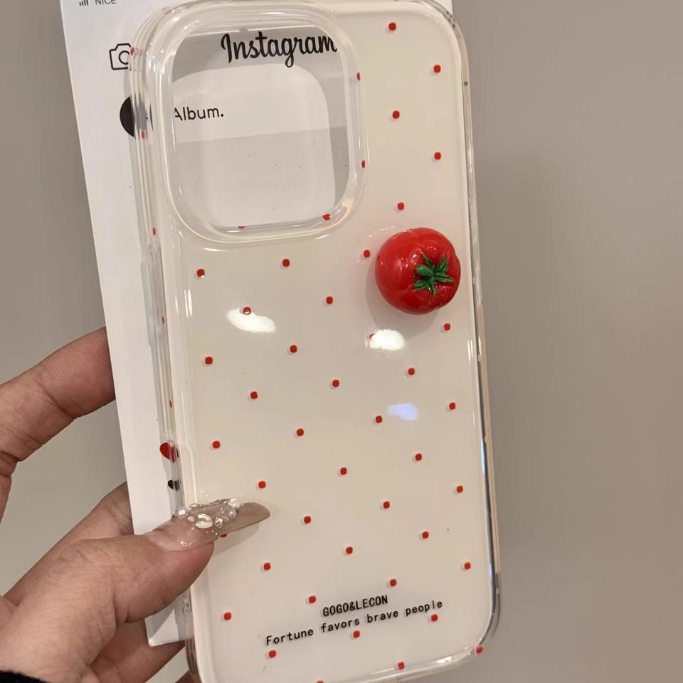 

3D Polka Dot Tomato iPhone 16 Pro Max Case - Fits Apple 15/14/13 Models iPhone 14/13