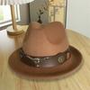 Bull Head Decor Fedora Hat Unisex Wide Brim Hat Vintage Western Cowboy Hat  Outdoor Travel