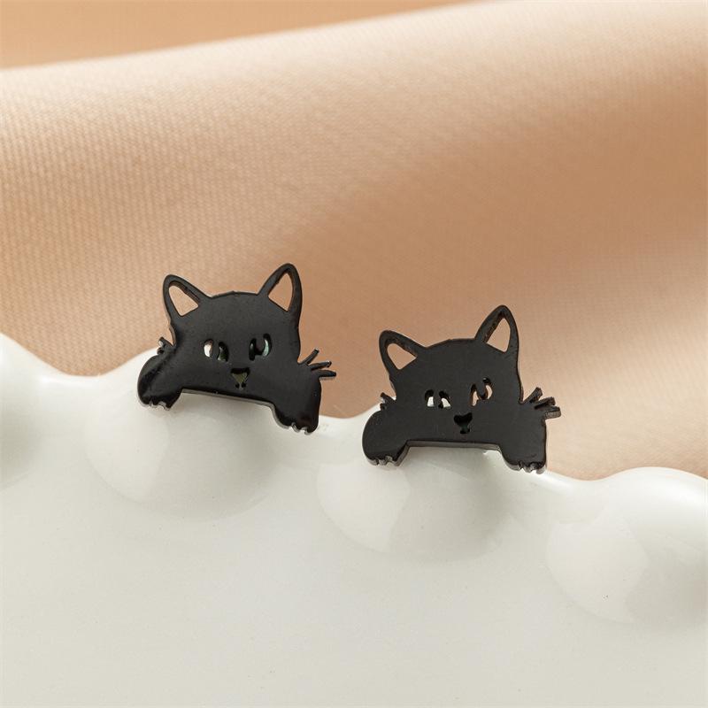 Japanese Small Cat Stud Earrings for Women – Cute Korean Style Animal Accessories