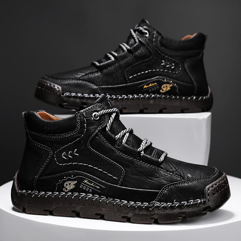 Men's High-top Casual Shoes Handmade Plush Shoes Casual Shoes Autumn and Winter Plus Size 39-48