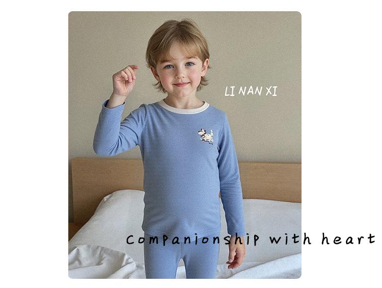 88273 Kinder Woll-Lycra Herbst/Winter Pyjama-Set 2025 - Jungen Langarm Homewear