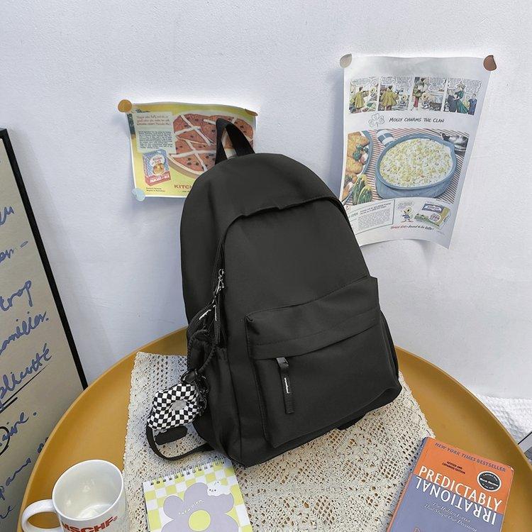 Schoolbagins Solid Color Backpack Female Korean Version Simple Large Capacity School Bag High School Student Backpack Junior High School Backpack