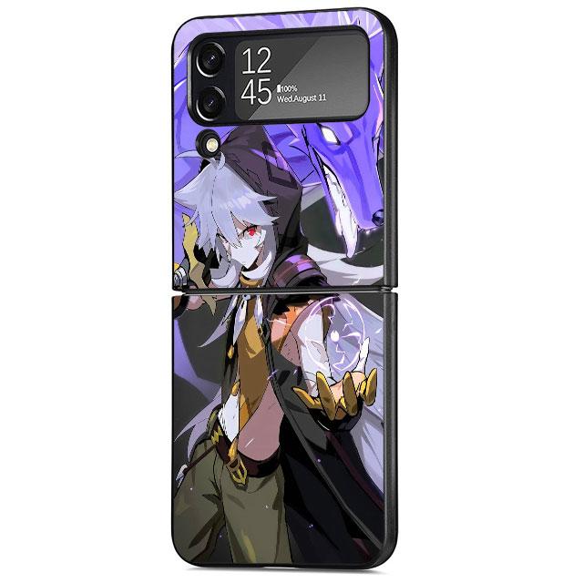 Genshin Impact Game Case für Samsung Galaxy Z Flip 4 Z Flip 3 5G ZFlip3 ZFlip Flip3 ZFlip4 zflip Schutztasche Schwarze Abdeckung