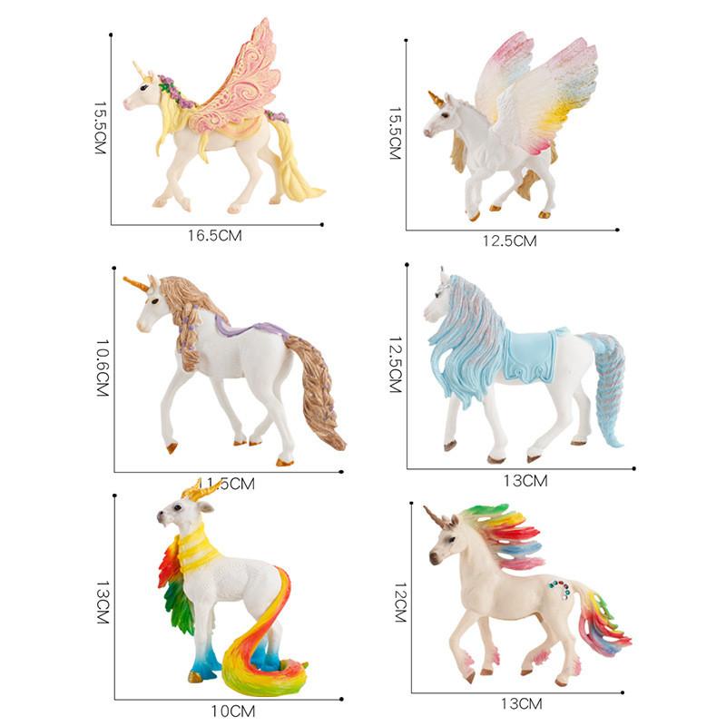 Eye-catching Fantasy Unicorn Rainbow Horse Pvc Model With Adorable Flying Pony And Elf Sheep