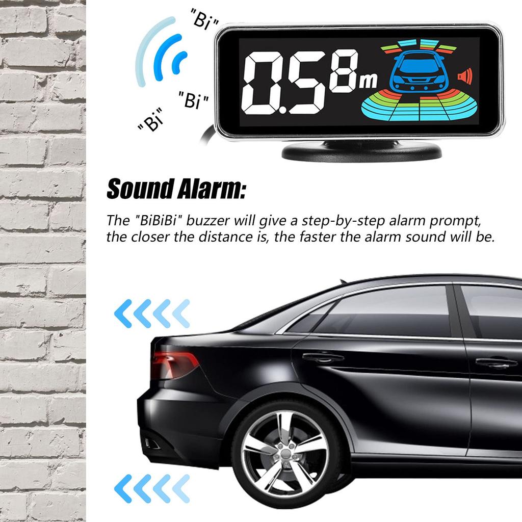 Snsowed Parking Sensor Rear Reverse Radar System with 8 Parking Sensors, Distance Detection, LCD Distance Display, and Audible Warning Buzzer