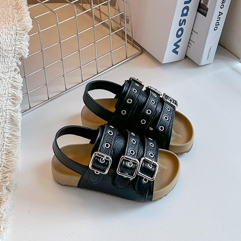 Punk Outdoor Summer Children's Platform Sandals Trendy Rivets Buckle Beach Shoes Boy Non-Slip Girls Casual Wading Sandals J03314