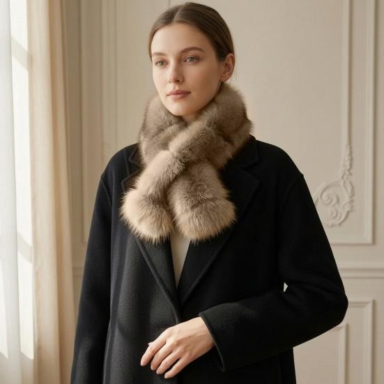 Breathable Winter Scarf Faux Fur Collar for Women, Plush Neck Warmer Scarf, Fluffy Fashion Wrap Scarves, Cold Weather, Thanksgiving Christmas