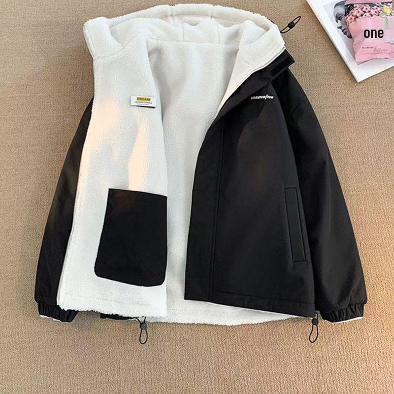 Men's Trendy Cotton Jacket with Lamb Fleece - 2025 New Fall/Winter Double-Sided Thickened Coat