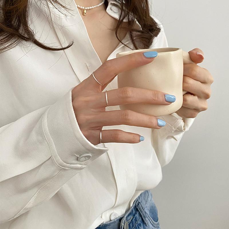 Elegant Korean Minimalist Single Ring For Women With Geometric Design And Adjustable Size