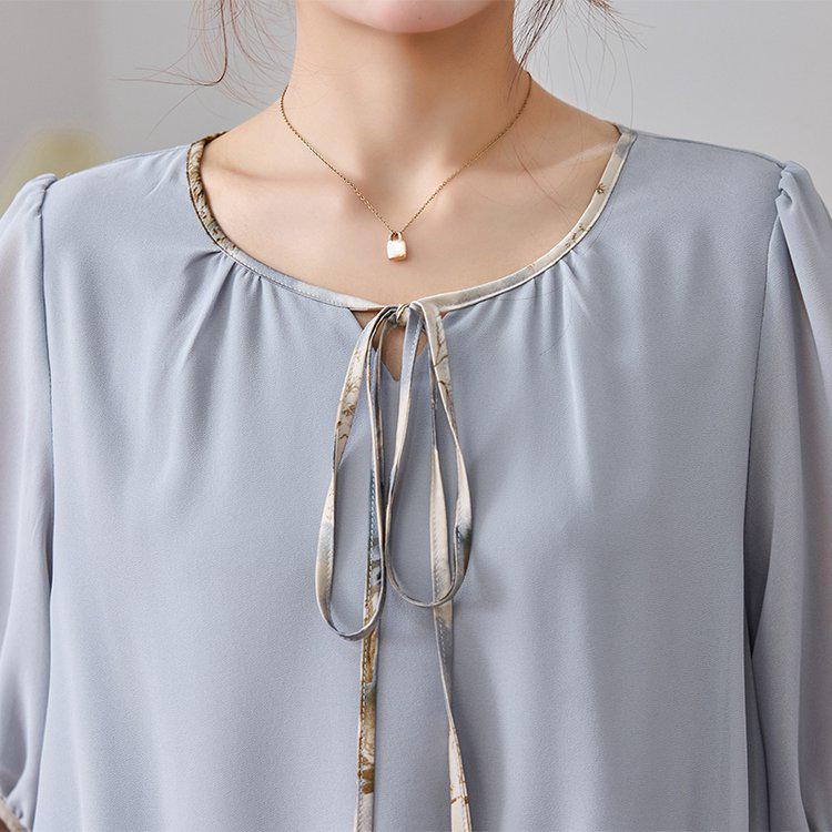 Mom's Retro Summer Chiffon Dress: 2026 Slim-Fit Two-Piece Style