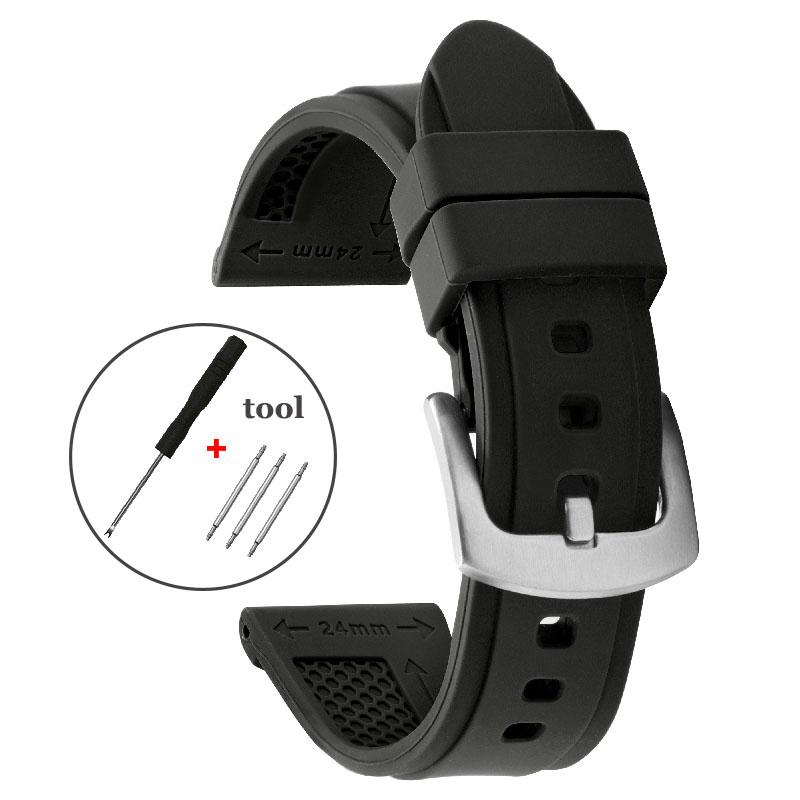 Premium Silicone Wristbands 22mm 24mm 26mm Watch Strap for Paneria Rubber Watchband Waterproof Sport Watch Accessories for Men