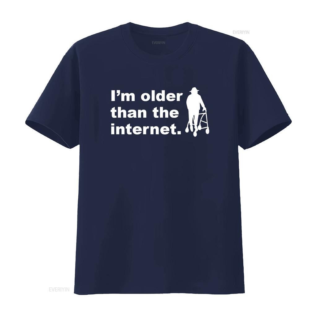 Funny Joke Birthday T Shirt for Men and Women Im Older Than The Internet Slogan vintage Washed Soft fashion streetwear